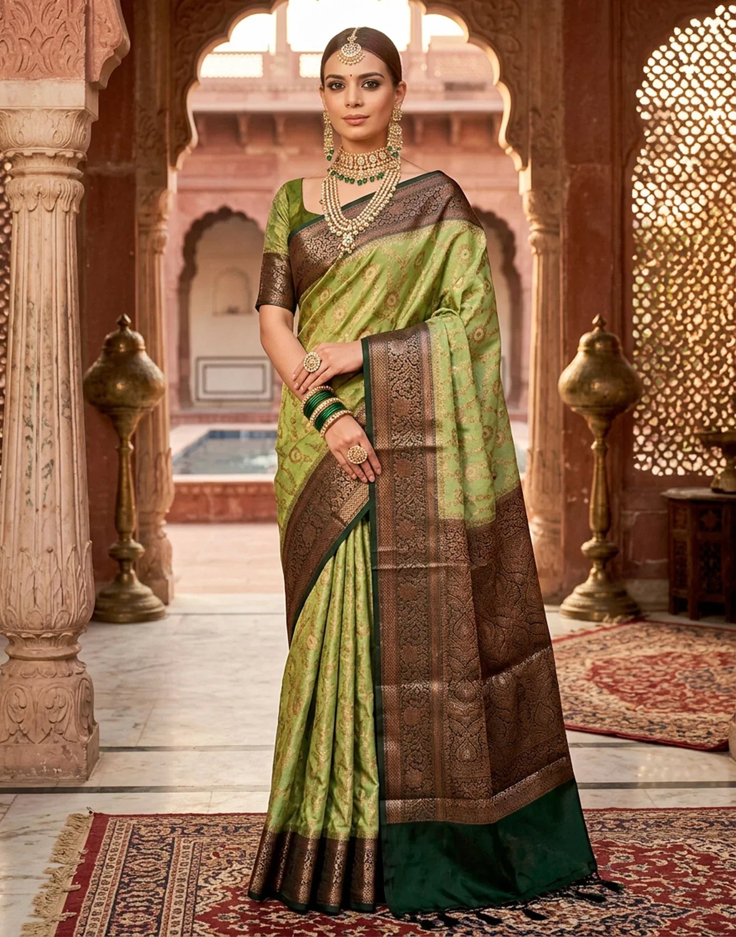 Organic Banarasi Wedding Saree – Lightweight & Breathable