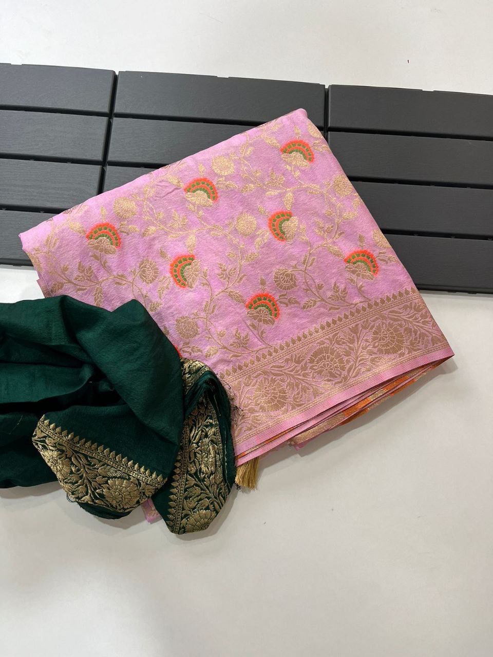 Pure Soft Khadi Georgette Silk Saree with Zari & Meenakari Work – LC-59