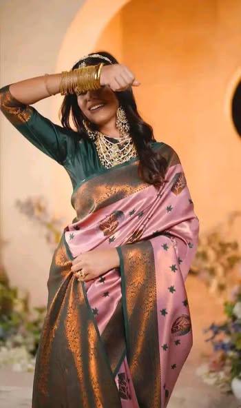 Pure Banarasi Silk Saree with Floral &amp; Meena Zari Work