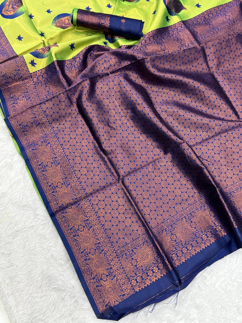 Pure Banarasi Silk Saree with Floral &amp; Meena Zari Work