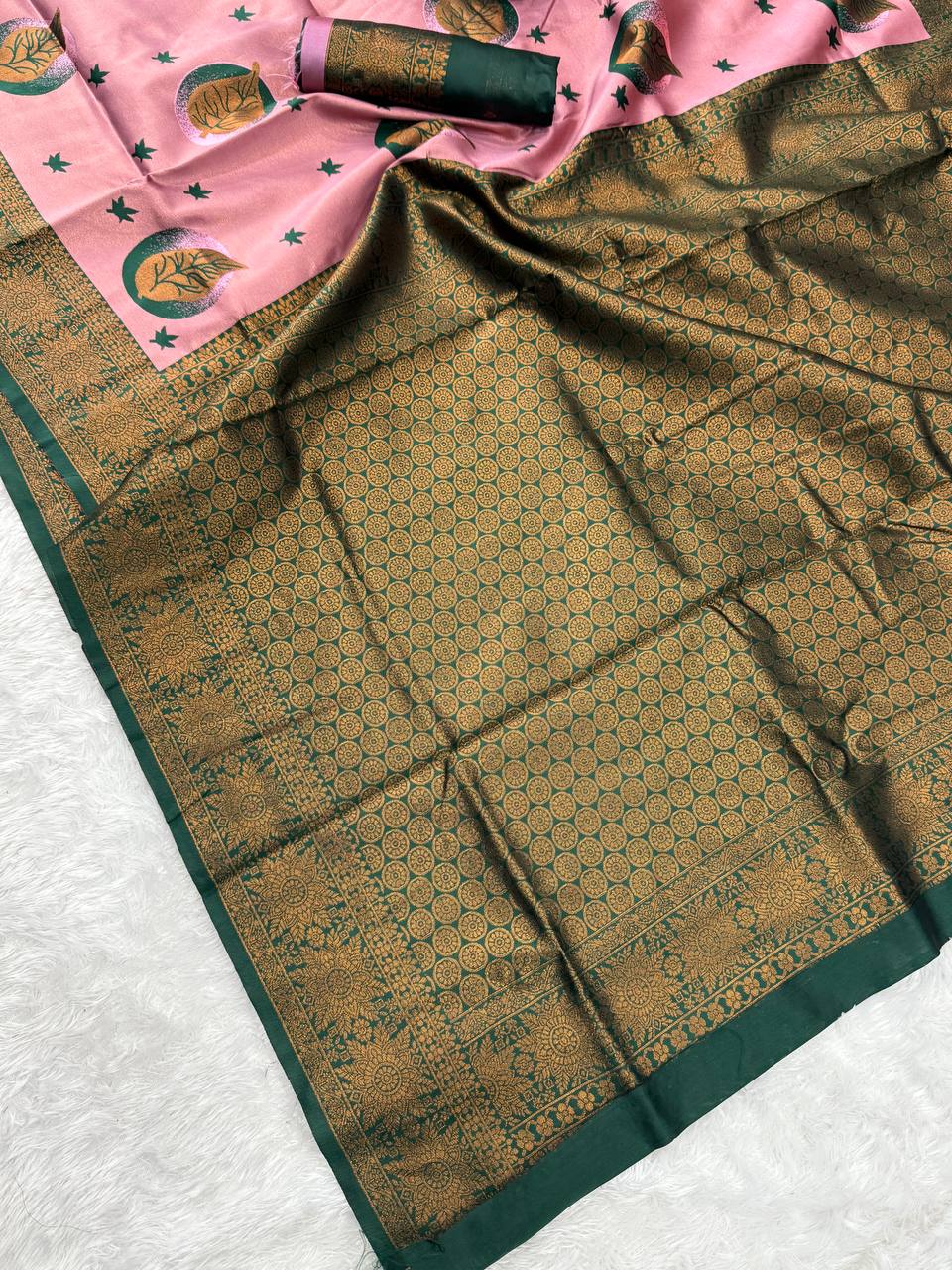 Pure Banarasi Silk Saree with Floral &amp; Meena Zari Work