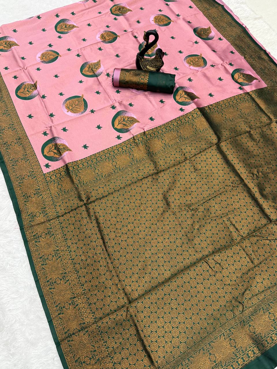 Pure Banarasi Silk Saree with Floral &amp; Meena Zari Work