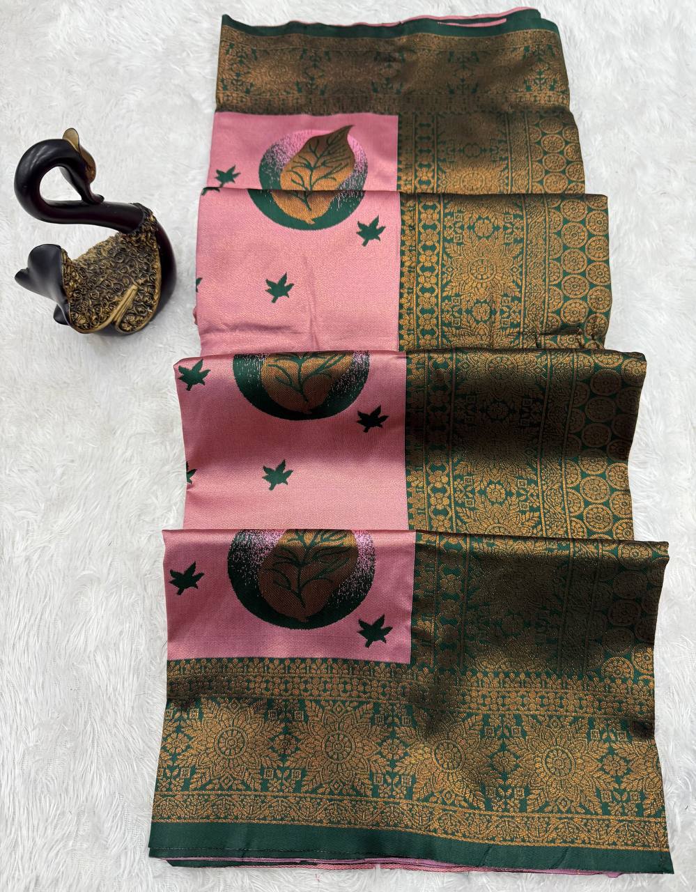 Pure Banarasi Silk Saree with Floral &amp; Meena Zari Work