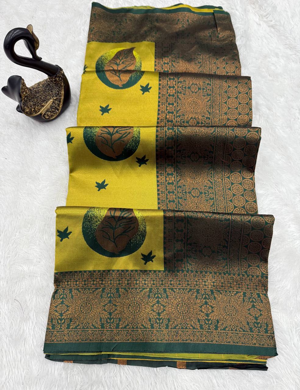 Pure Banarasi Silk Saree with Floral &amp; Meena Zari Work