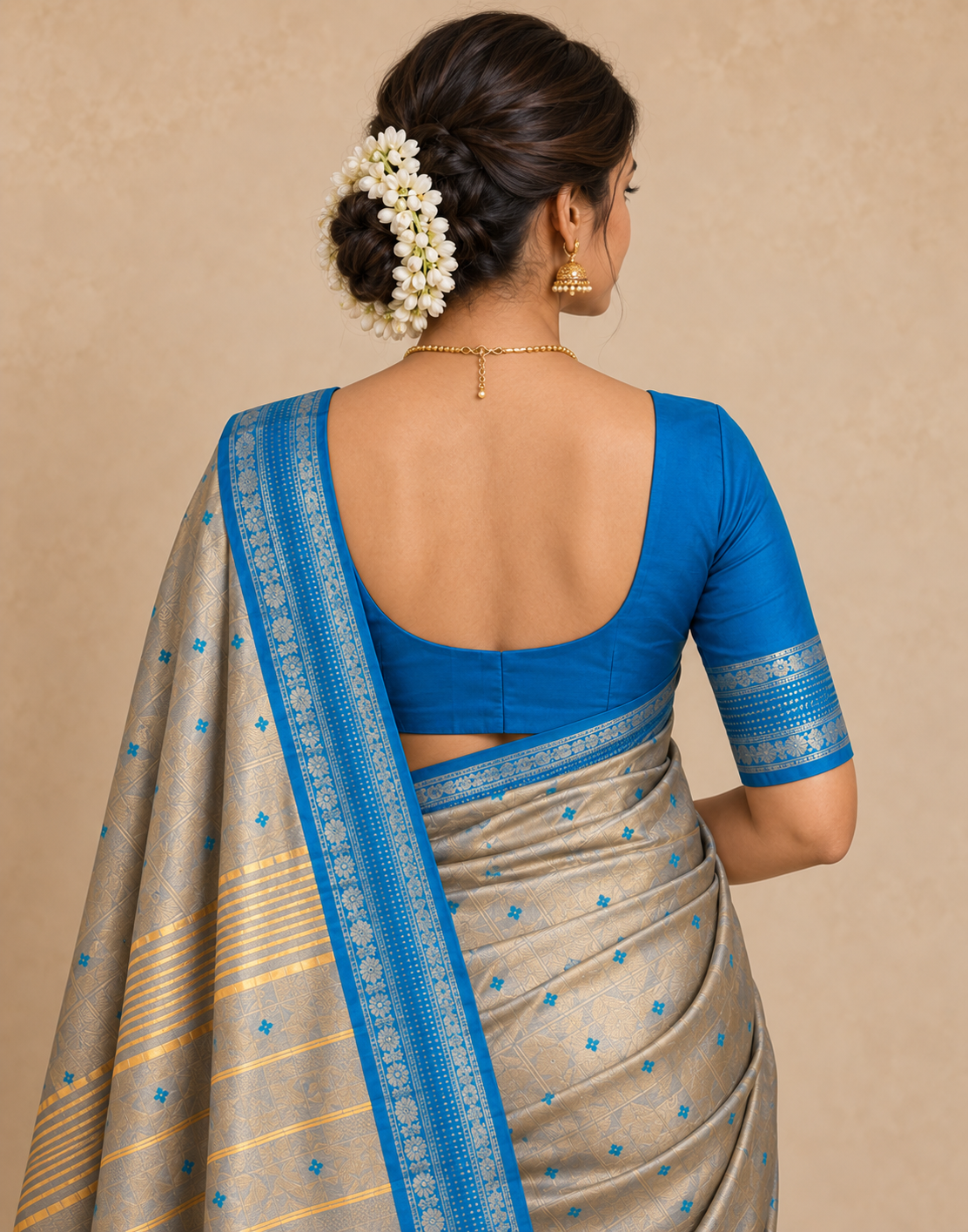 Gray-Sky Silk Saree