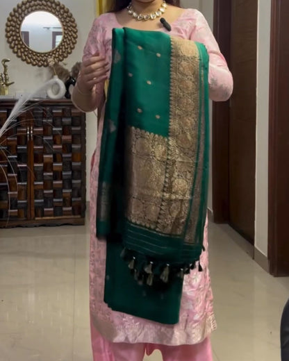 Green Cotton Jari Suit