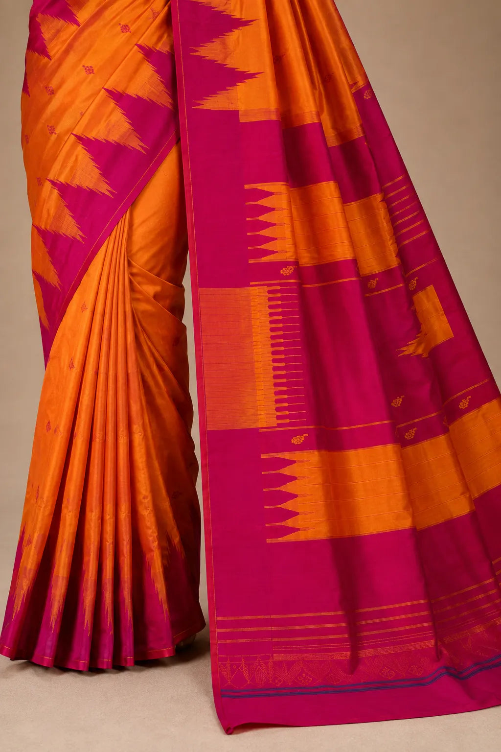 Korvai Temple Border Silk Saree