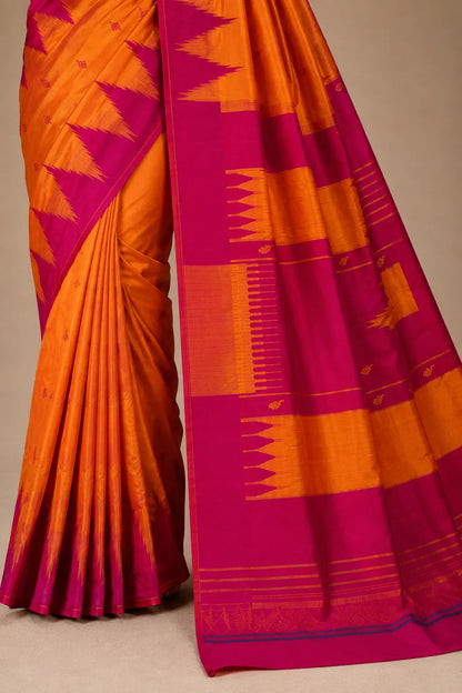 Korvai Temple Border Silk Saree