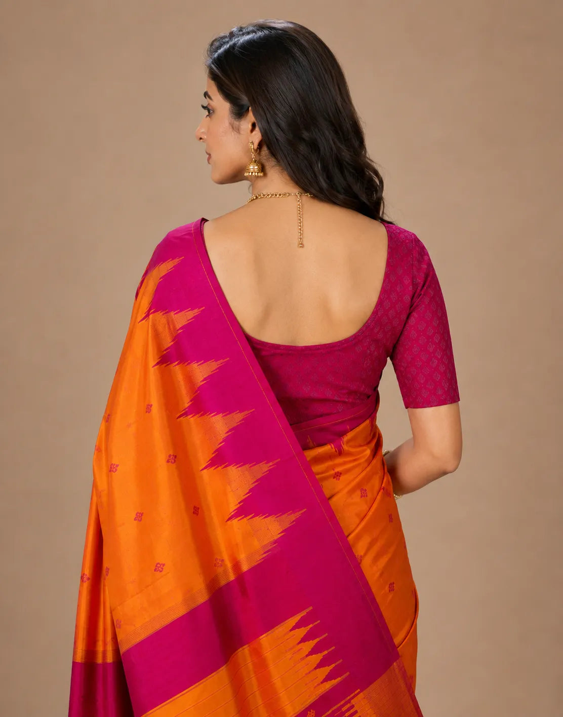 Korvai Temple Border Silk Saree