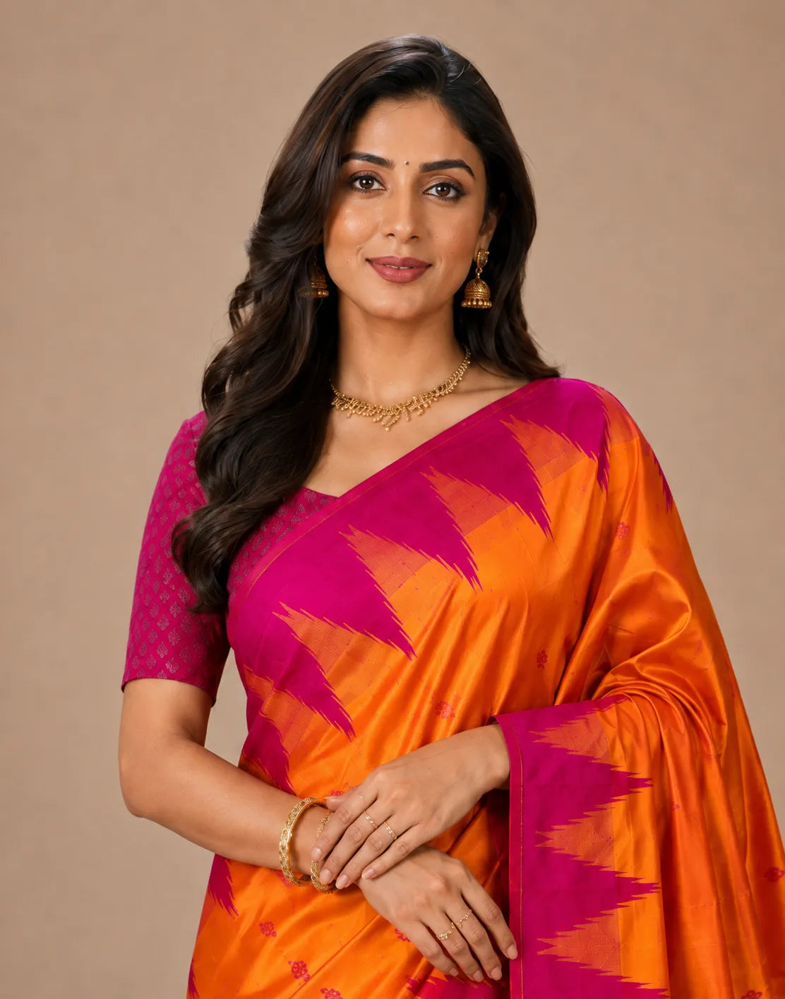 Korvai Temple Border Silk Saree