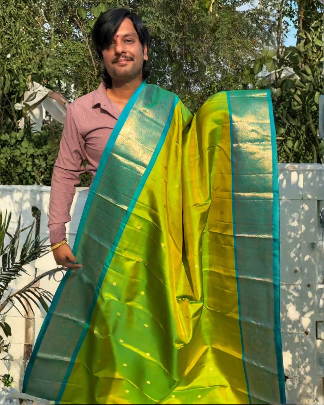 Neon Banarasi Silk Saree