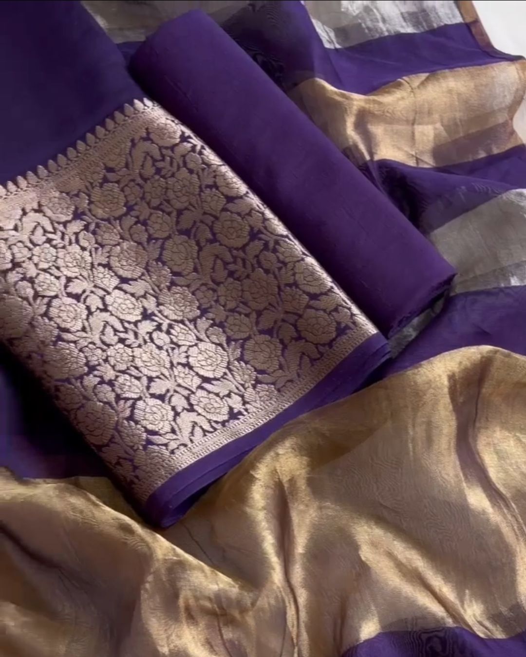 Purple Silk Jari Suit Set