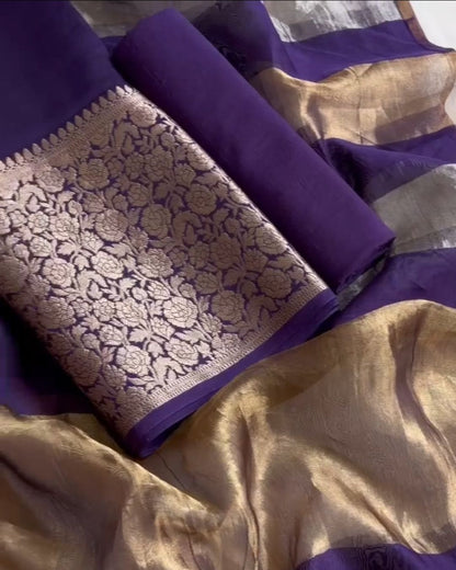 Purple Silk Jari Suit Set