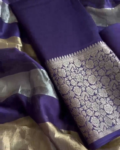 Purple Silk Jari Suit Set
