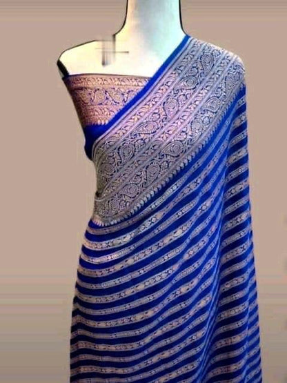 Pure Soft Khadi Georgette Silk Saree with Rich Zari Woven Pallu