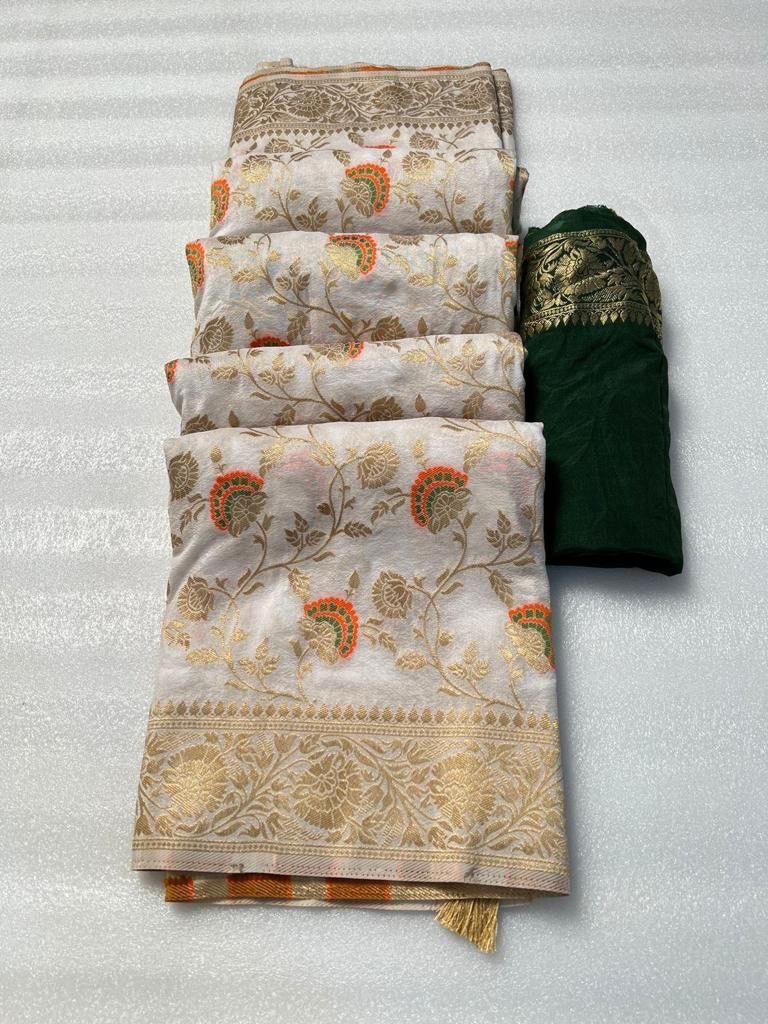 Pure Soft Khadi Georgette Silk Saree with Zari &amp; Meenakari Work – LC-59