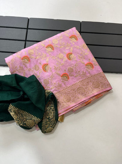 Pure Soft Khadi Georgette Silk Saree with Zari &amp; Meenakari Work – LC-59