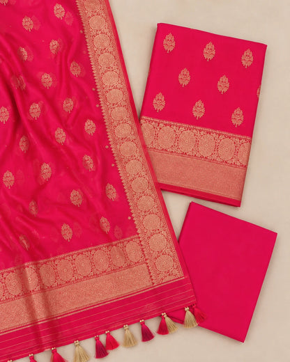 Gulnaar Red Cotton Zari Saree