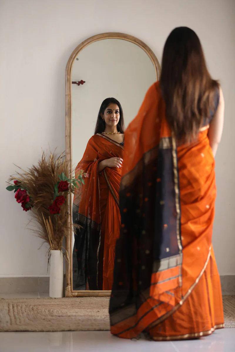 New Lilan Slub Soft Cotton Saree with Slab Weaving