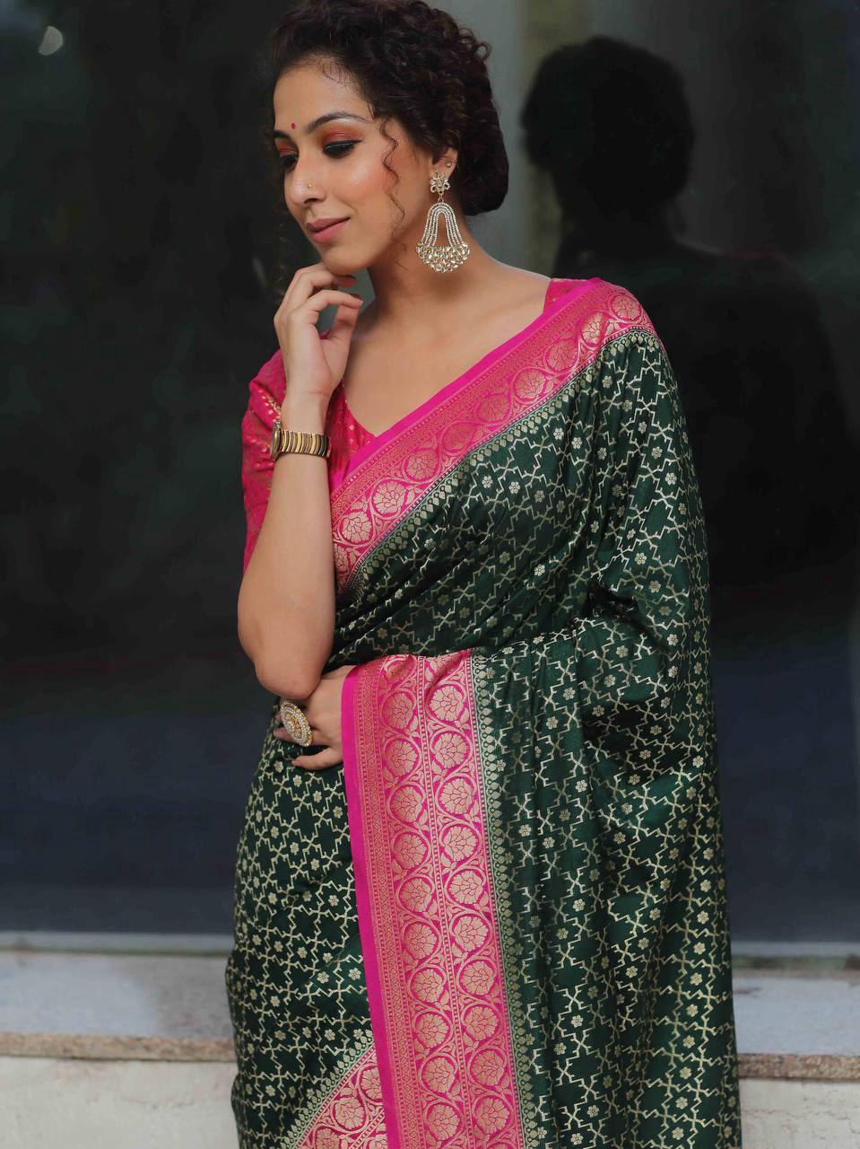 Organic Banarasi Lichi Silk Wedding Saree – Rich &amp; Comfortable