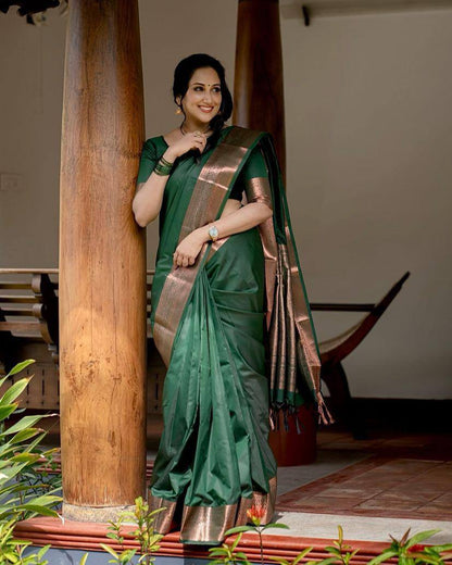 Feather Light Organic Banarasi Lichi Silk Wedding Saree