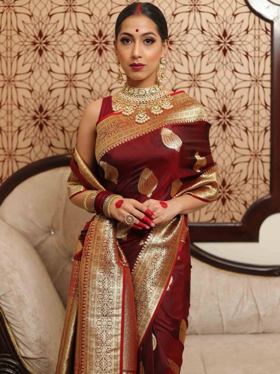 Soft Lichi Silk Organic Banarasi Wedding Saree
