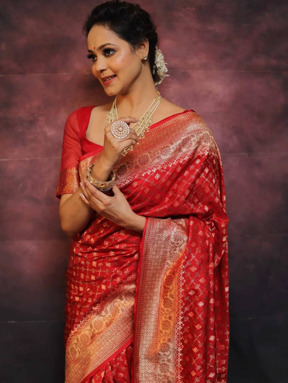 Pureform Saree Designed in Organic Banarasi Lichi Silk for Wedding Wear
