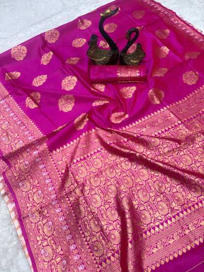 Soft &amp; Lightweight Lichi Silk Banarasi Wedding Saree