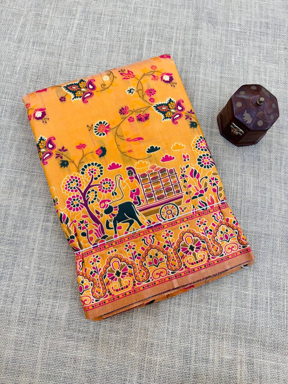 Rajwadi Pashmina Silk Weaving Saree with Kashmiri Pallu