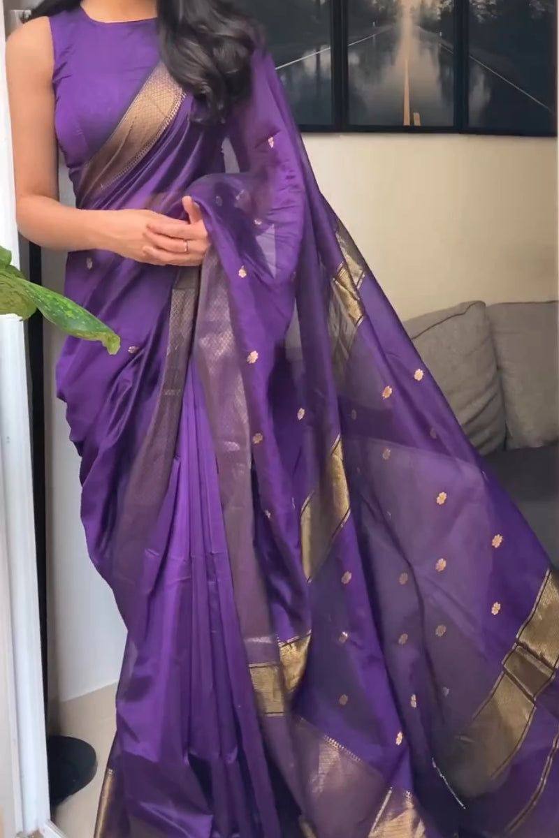 First-Time Slab Weaving Lilan Soft Cotton Saree with Rich Blouse