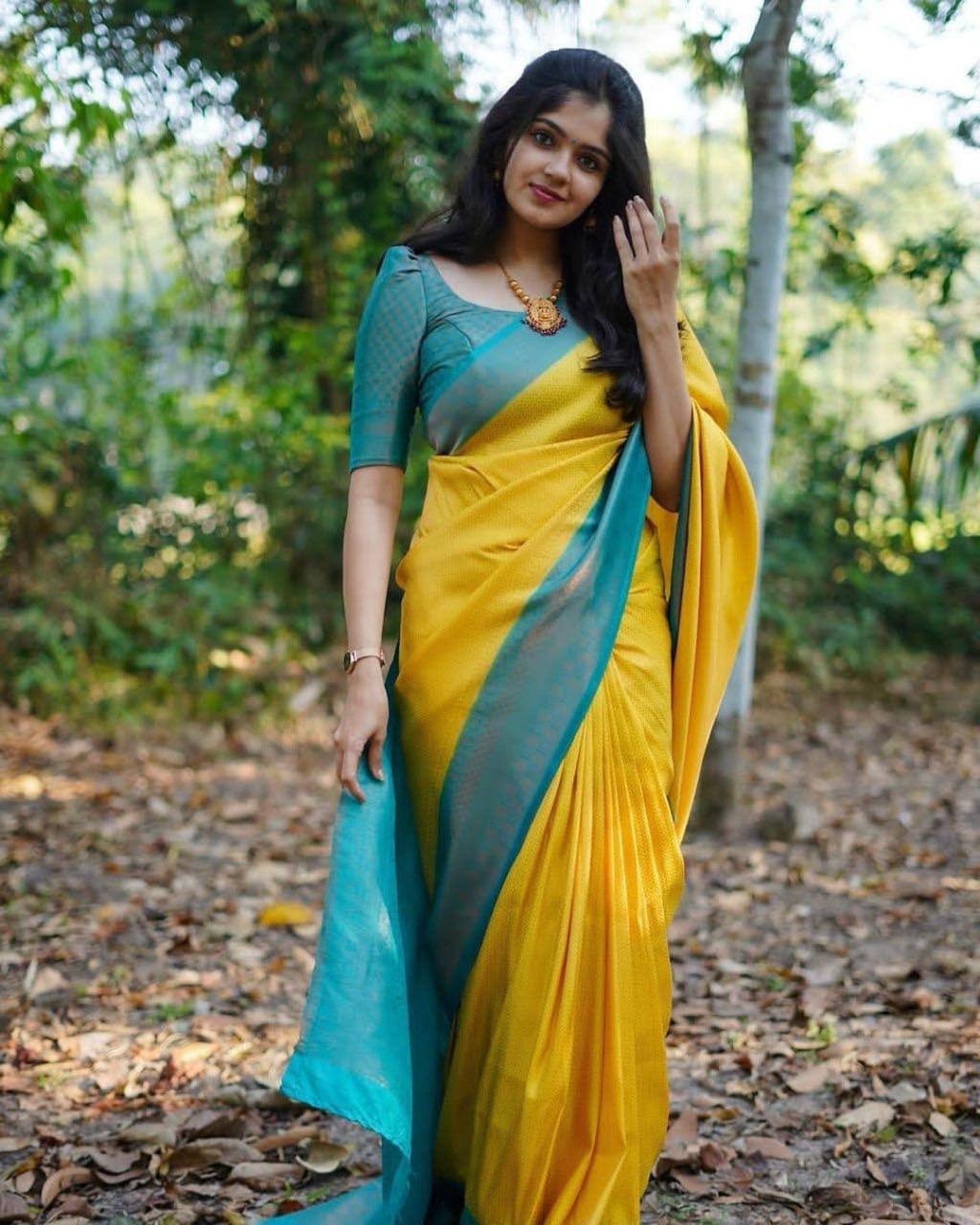 Elegant Banarasi Saree in Premium Lichi Silk – Comfortable &amp; Graceful Wedding Wear