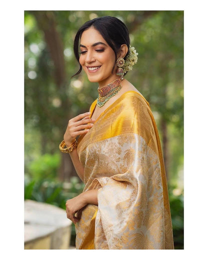 Premium Comfort Organic Banarasi Lichi Silk Wedding Saree