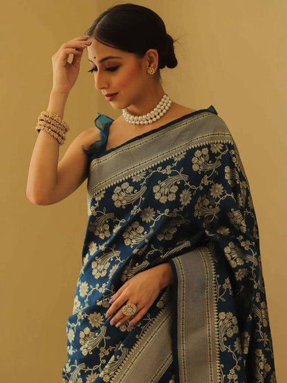 Organic Banarasi Lichi Silk Wedding Saree