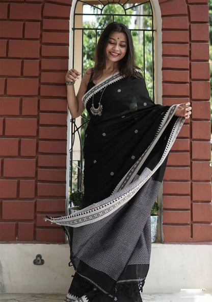 Premium Lilan Slab Soft Cotton Saree with Rich Weaving Blouse