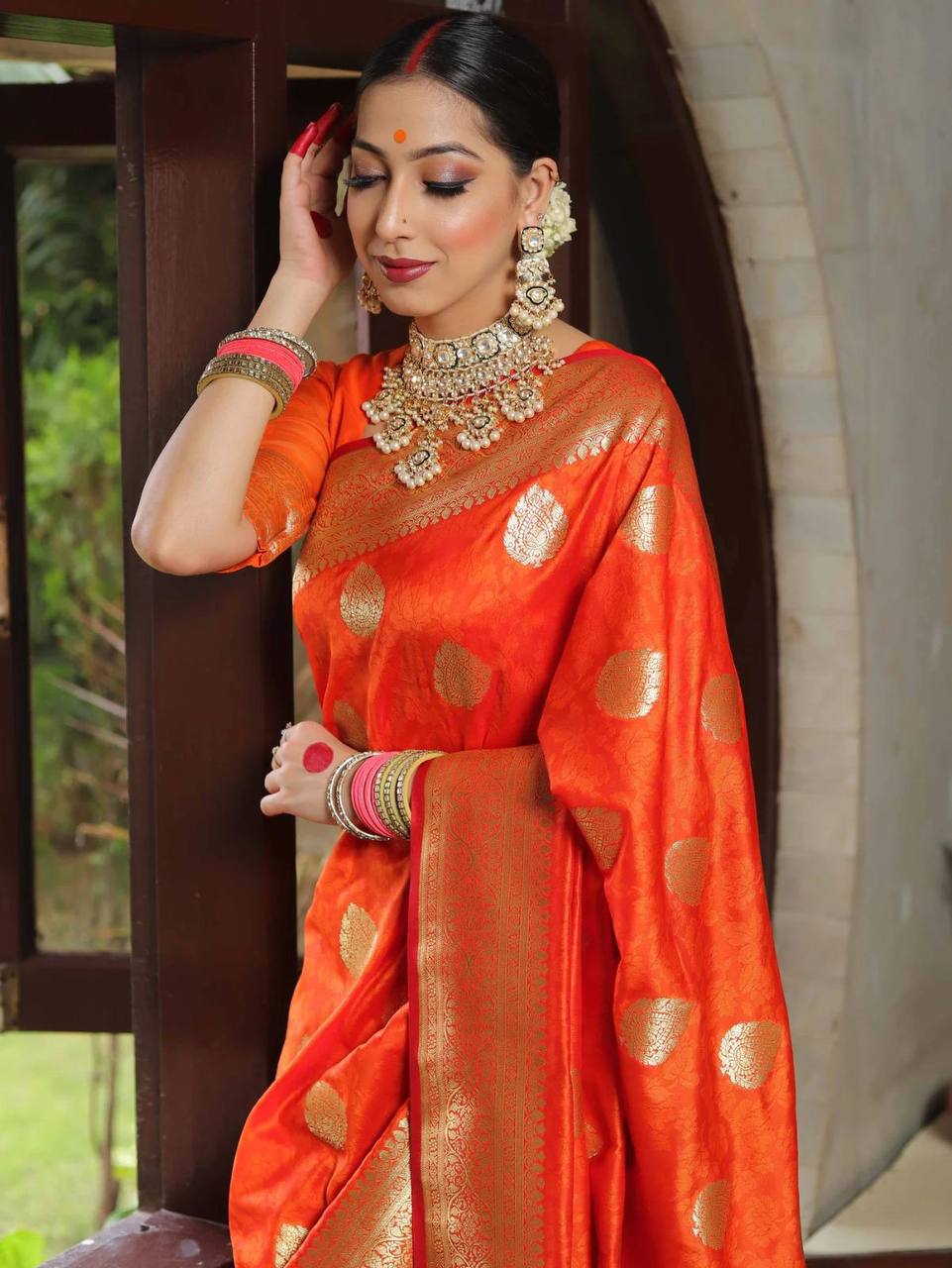 Weightless Saree Made with Organic Banarasi Lichi Silk for Wedding Wear