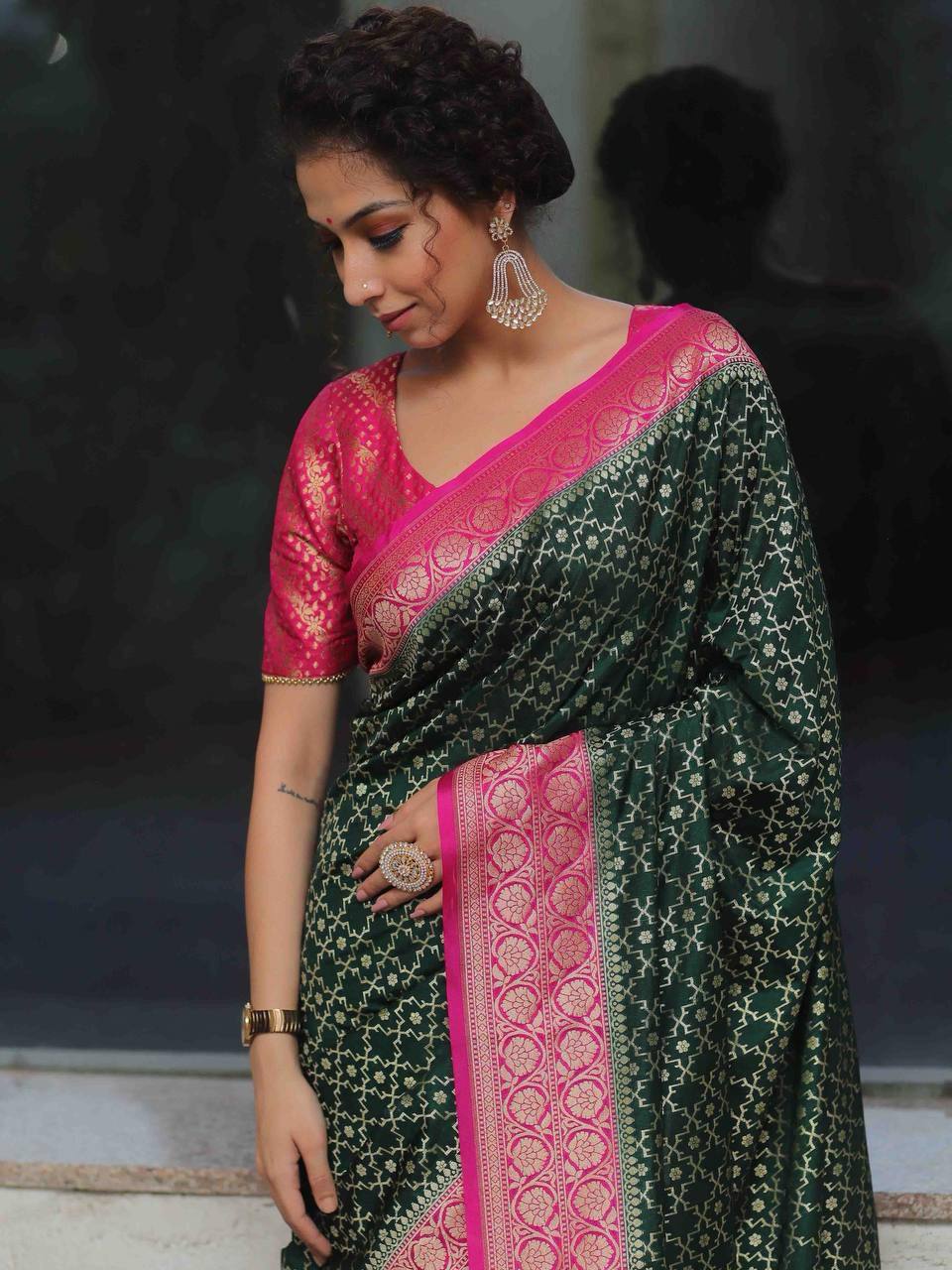 Organic Banarasi Lichi Silk Wedding Saree – Rich &amp; Comfortable
