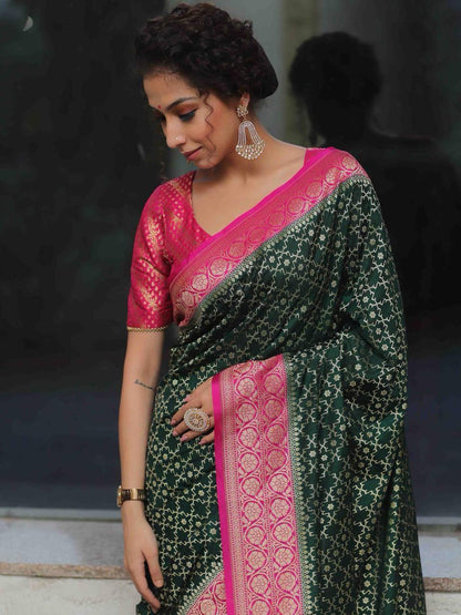 Organic Banarasi Lichi Silk Wedding Saree – Rich &amp; Comfortable