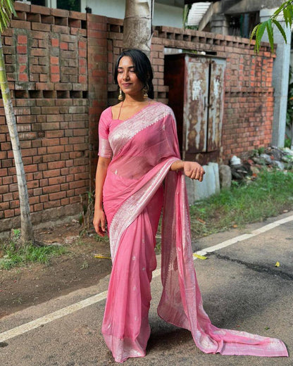 New Slab Weaving Lilan Soft Cotton Saree with Rich Blouse