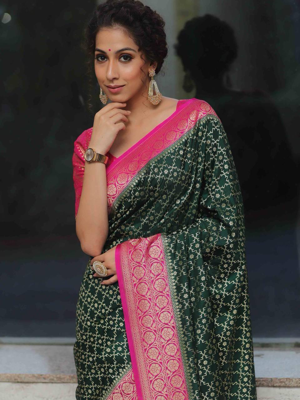 Organic Banarasi Lichi Silk Wedding Saree – Rich &amp; Comfortable