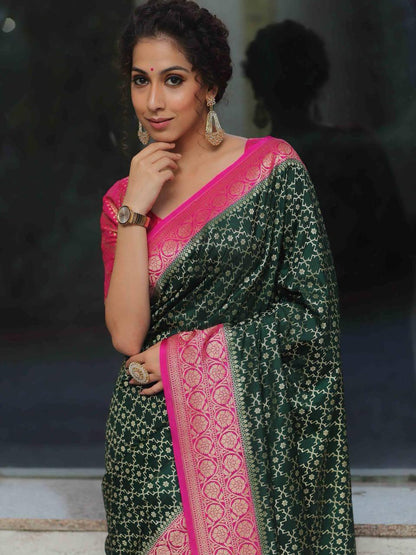 Organic Banarasi Lichi Silk Wedding Saree – Rich &amp; Comfortable